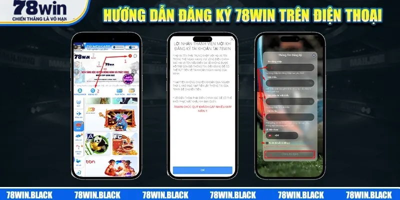 Cách đăng ký 78WIN trên điện thoại