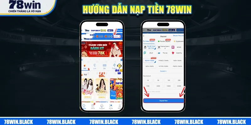 Hướng dẫn nạp tiền 78win